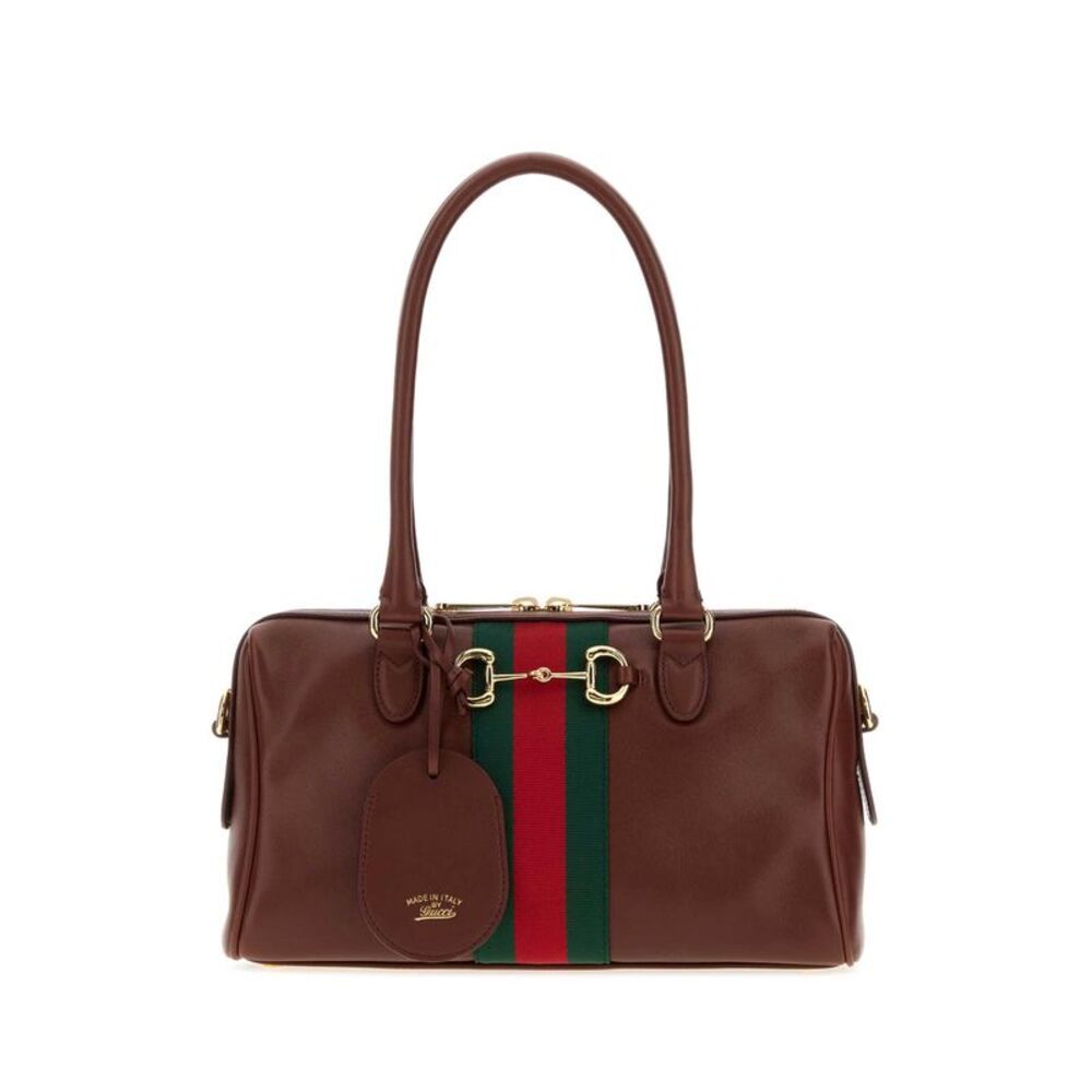 Gucci Women Chocolate Leather Medium Borsetto Handbag